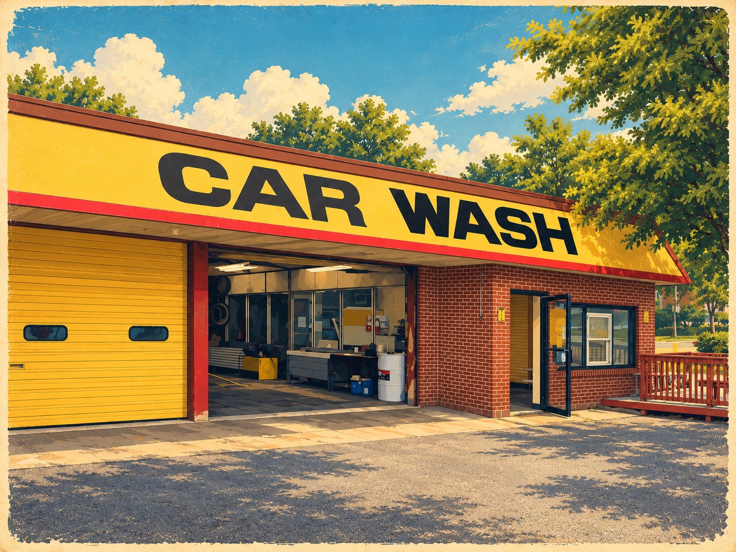Illustration of the Owings Mills Car Wash building